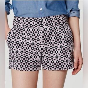 LOFT Geometric Patterned Riviera Shorts - Navy Blue and Purple